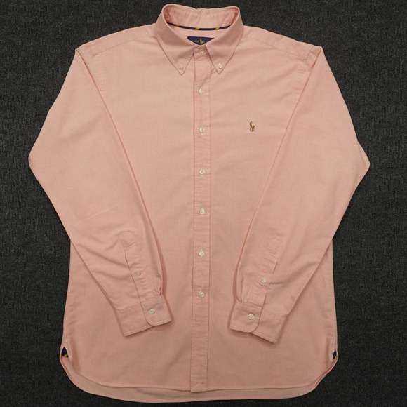 Polo Ralph Lauren Iconic Oxford Sport Button Down Shirt Cotton Men Size L Peach - Picture 2 of 11